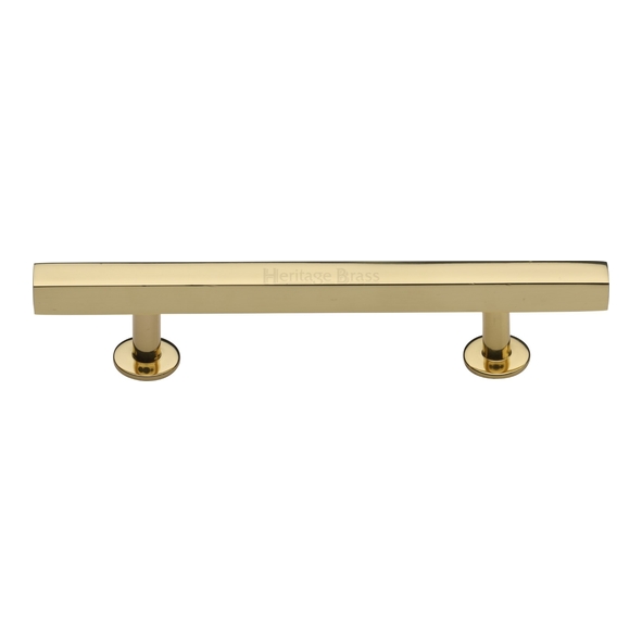 C4760 96-PB • 096 x 159 x 11 x 19 x 32mm • Polished Brass • Heritage Brass Square Bar Round Foot Cabinet Pull Handle